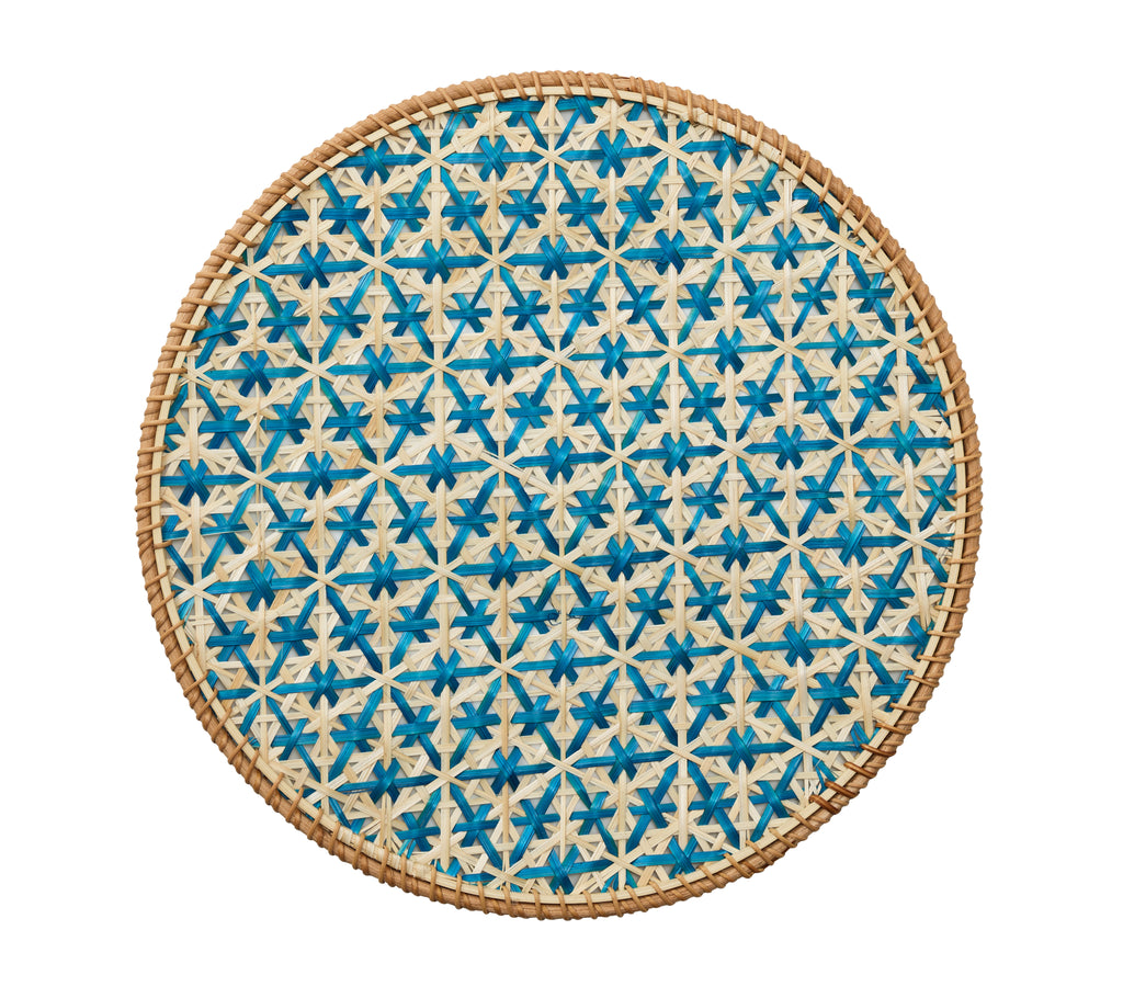 Lanai Placemat in Natural & Turquoise, Set of 4