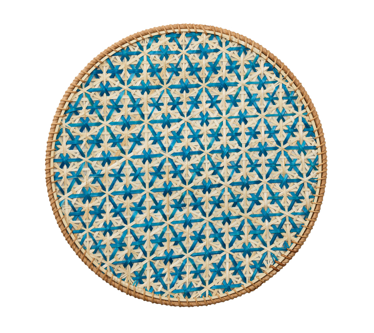 Lanai Placemat in Natural & Turquoise, Set of 4