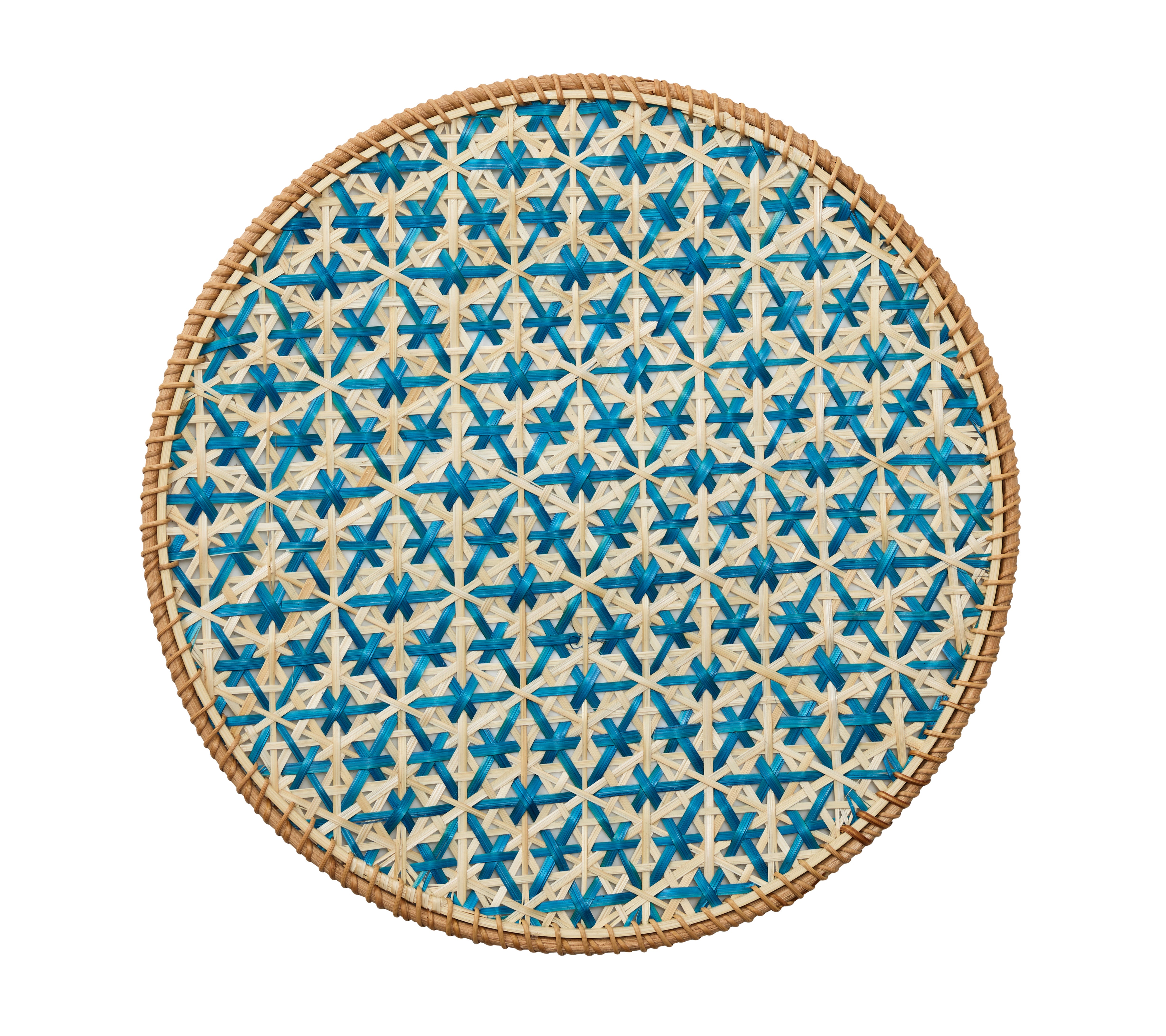 Lanai Placemat in Natural & Turquoise, Set of 4