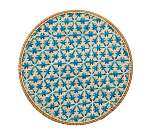 Lanai Placemat in Natural & Turquoise, Set of 4