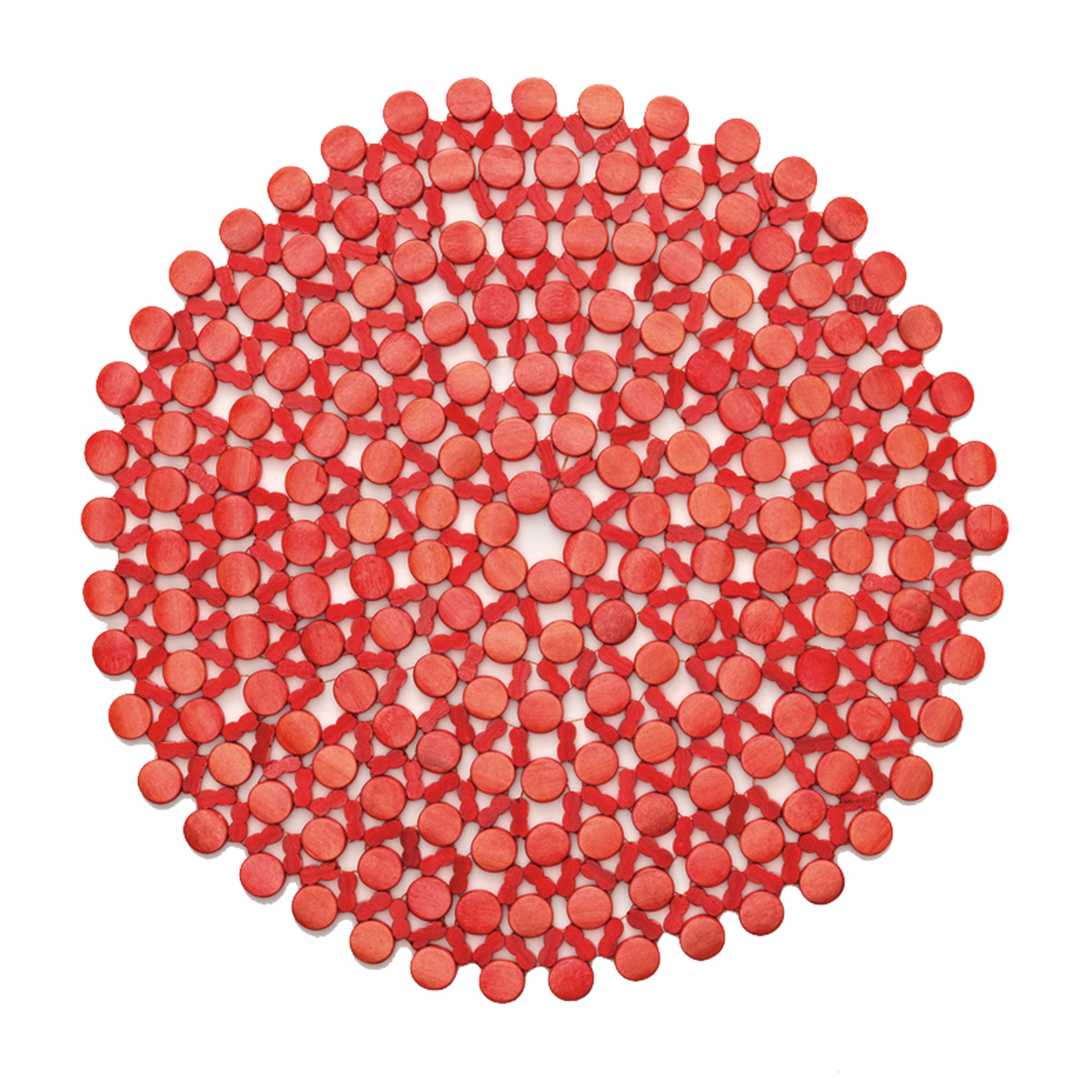 Round Bamboo Placemats in Coral, Set of 4