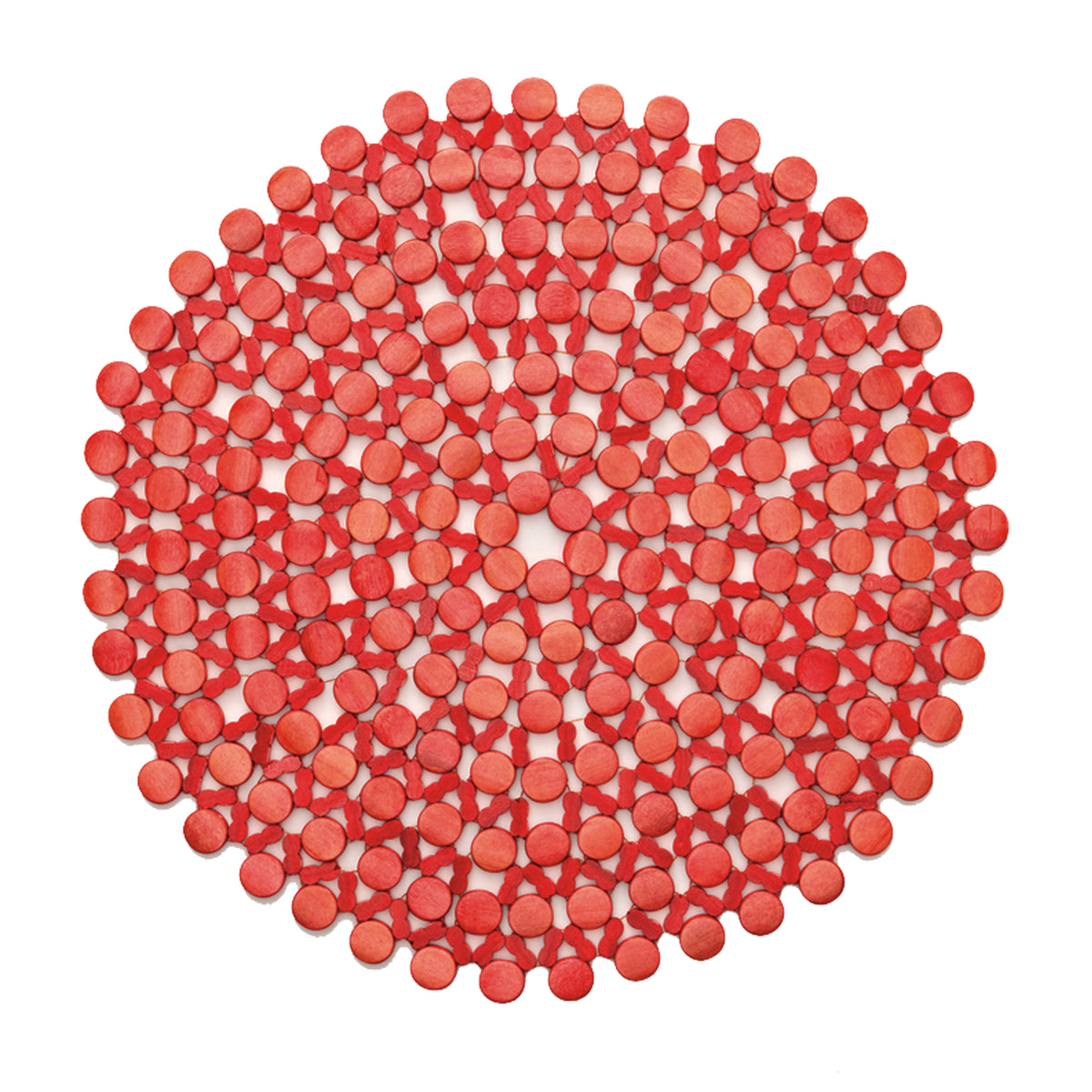 Round Bamboo Placemats in Coral, Set of 4