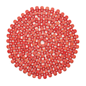 Round Bamboo Placemats in Coral, Set of 4
