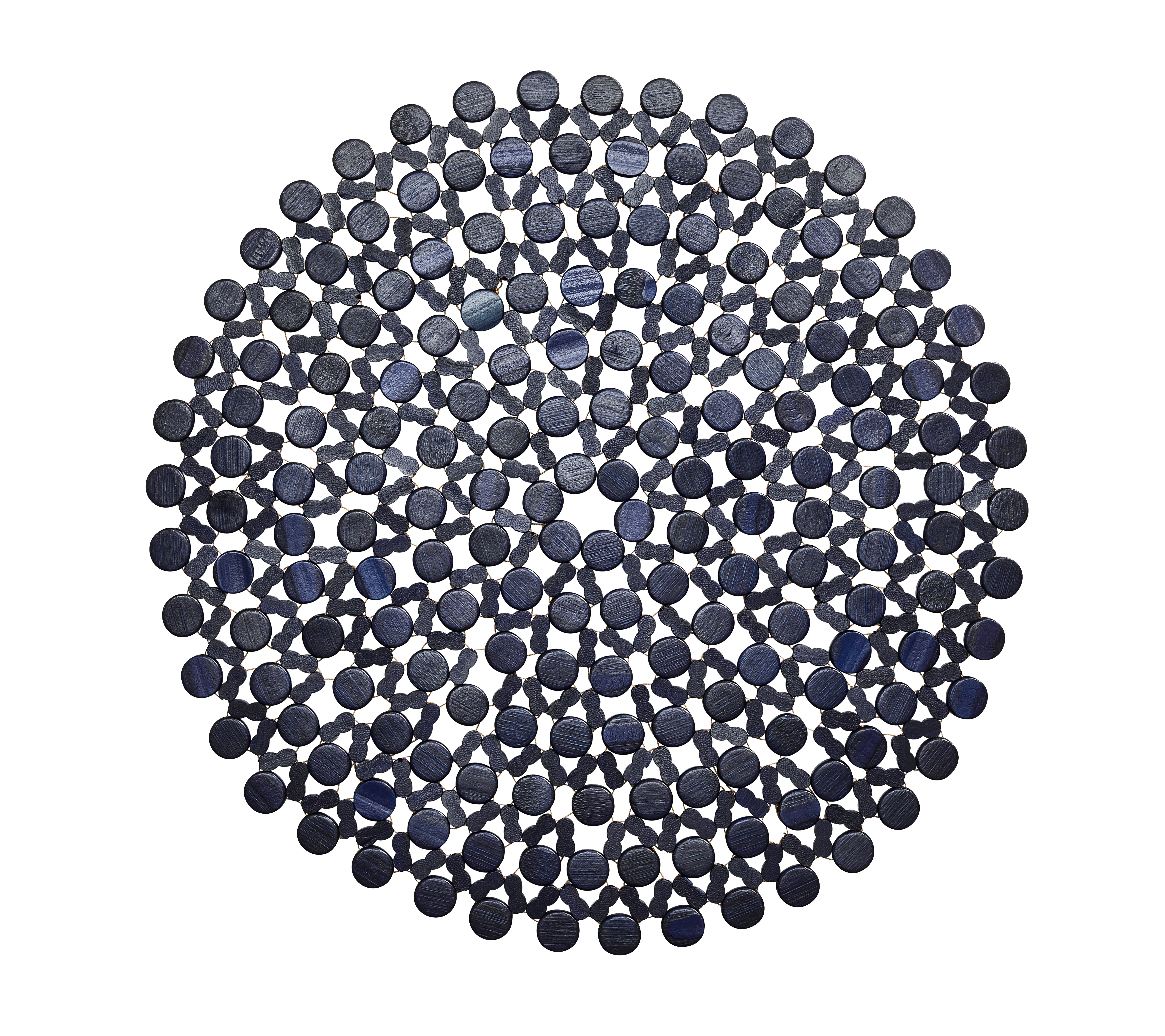 Round Bamboo Placemat in Navy Blue, Set of 4