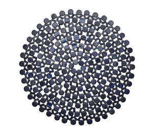 Round Bamboo Placemat in Navy Blue, Set of 4