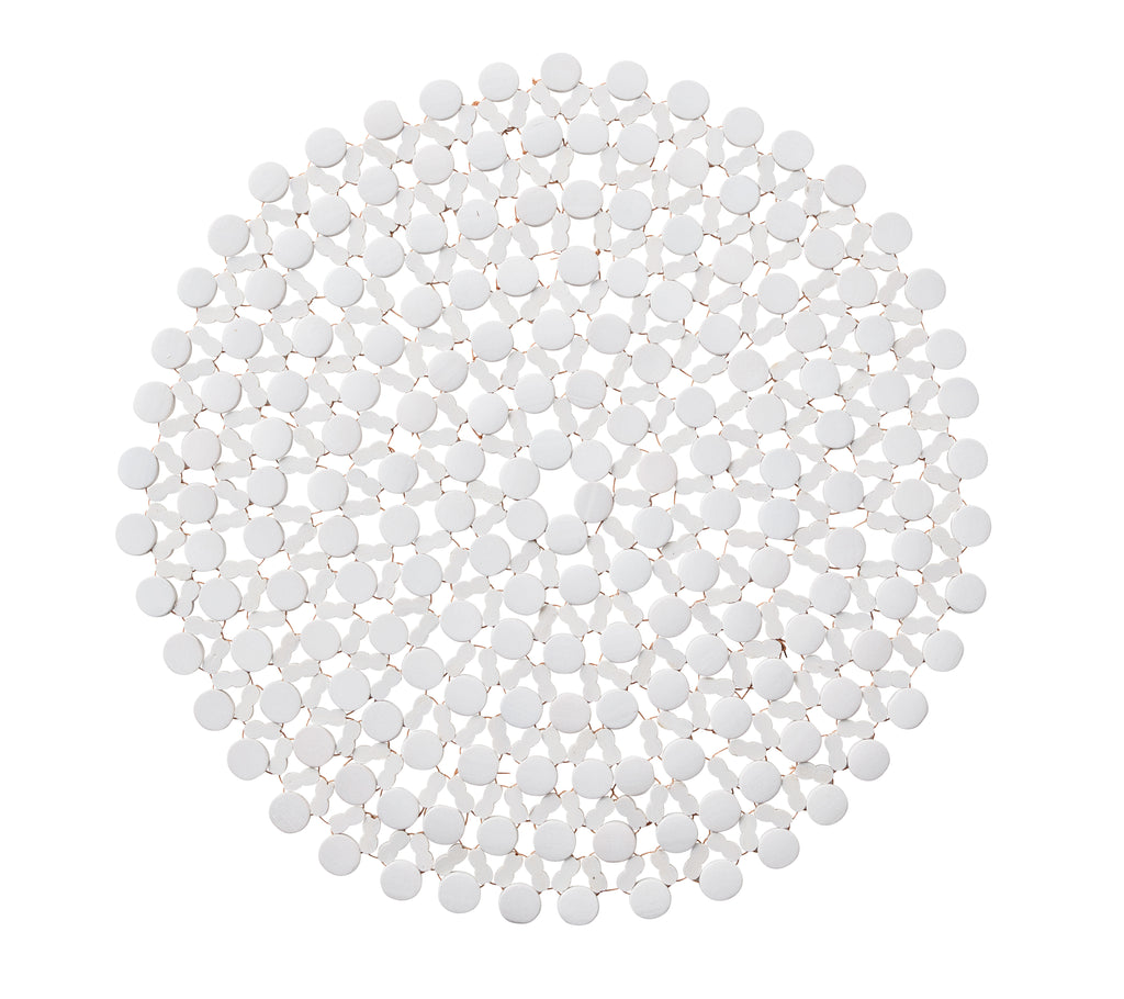 Round Bamboo Placemat in White, Set of 4