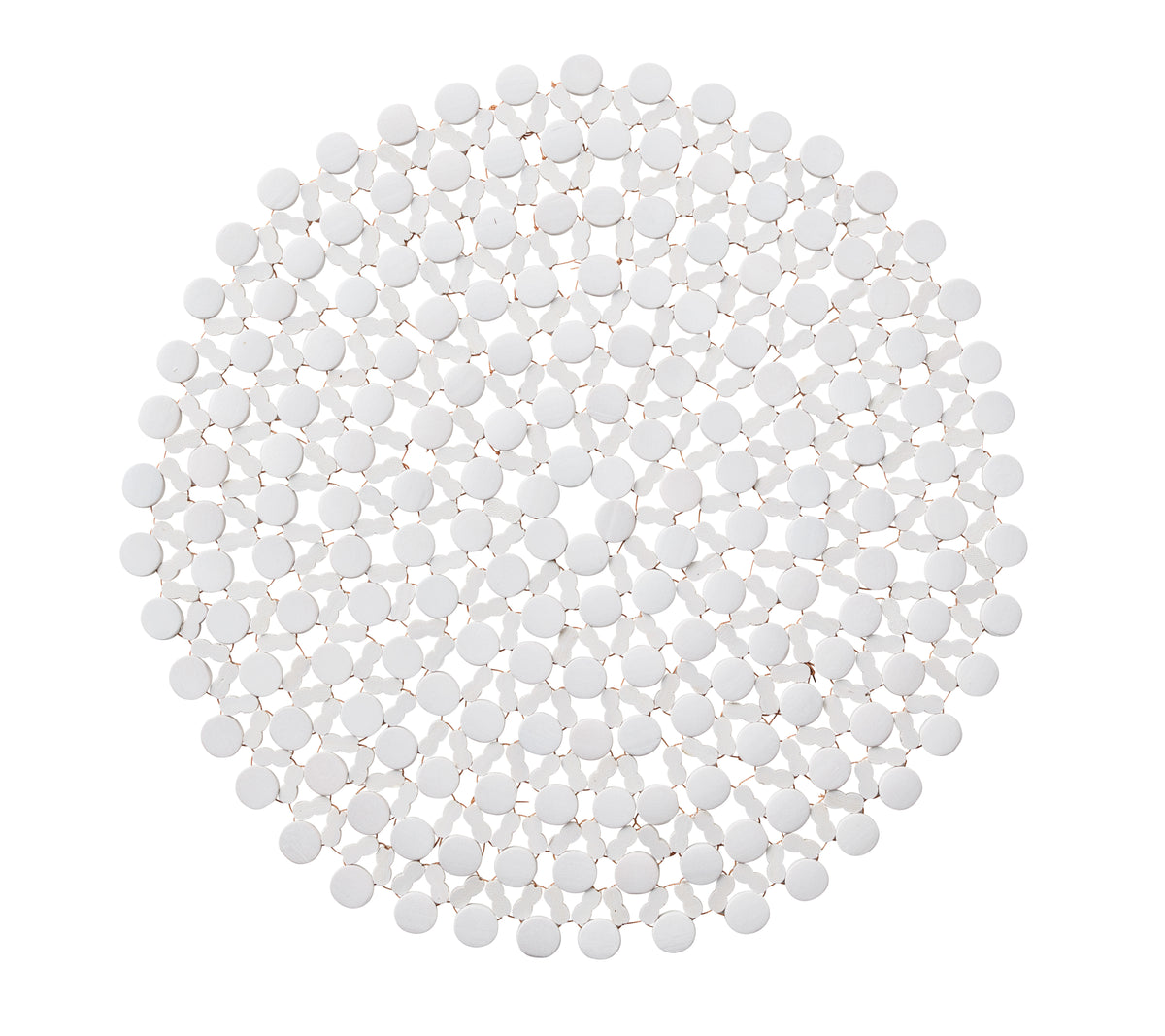 Round Bamboo Placemat in White, Set of 4