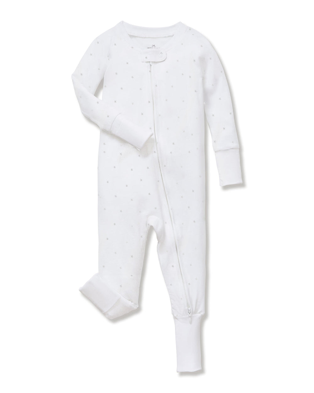Baby’s Pima Peekaboo Romper in Grey Stars