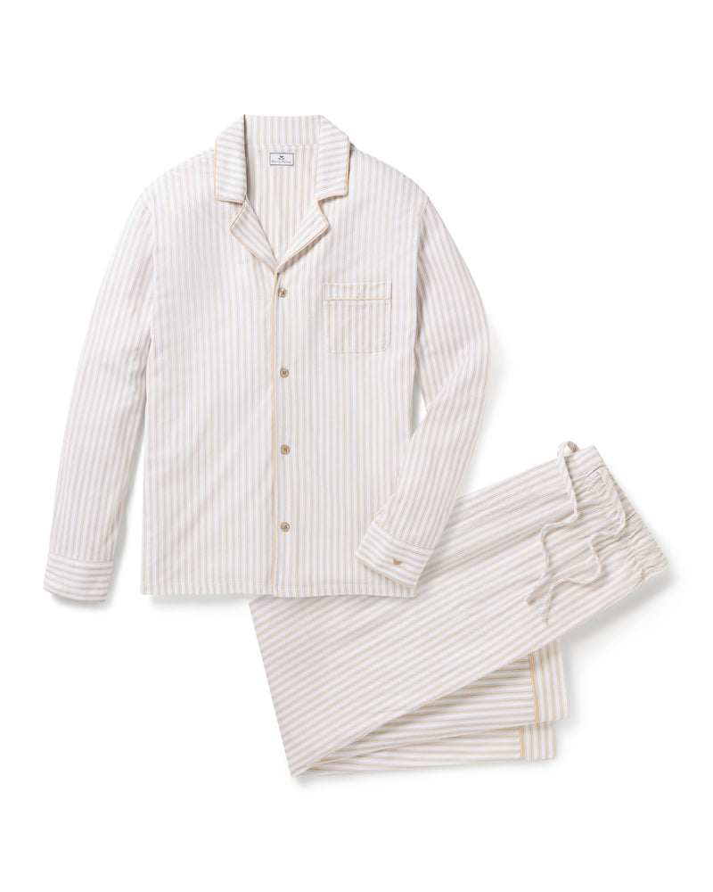 Men’s Pima Pajama Set in Camel Ticking