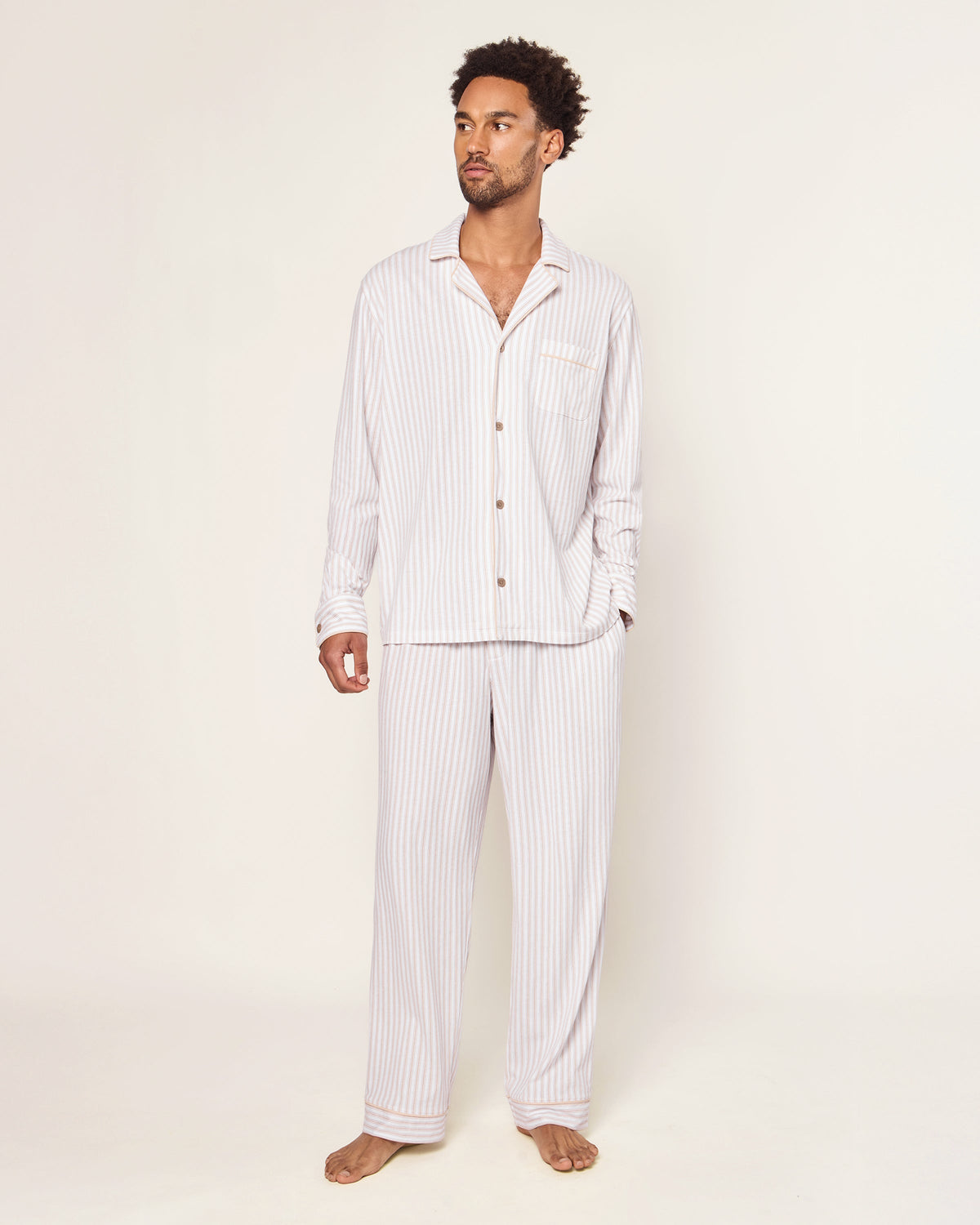 Men’s Pima Pajama Set in Camel Ticking
