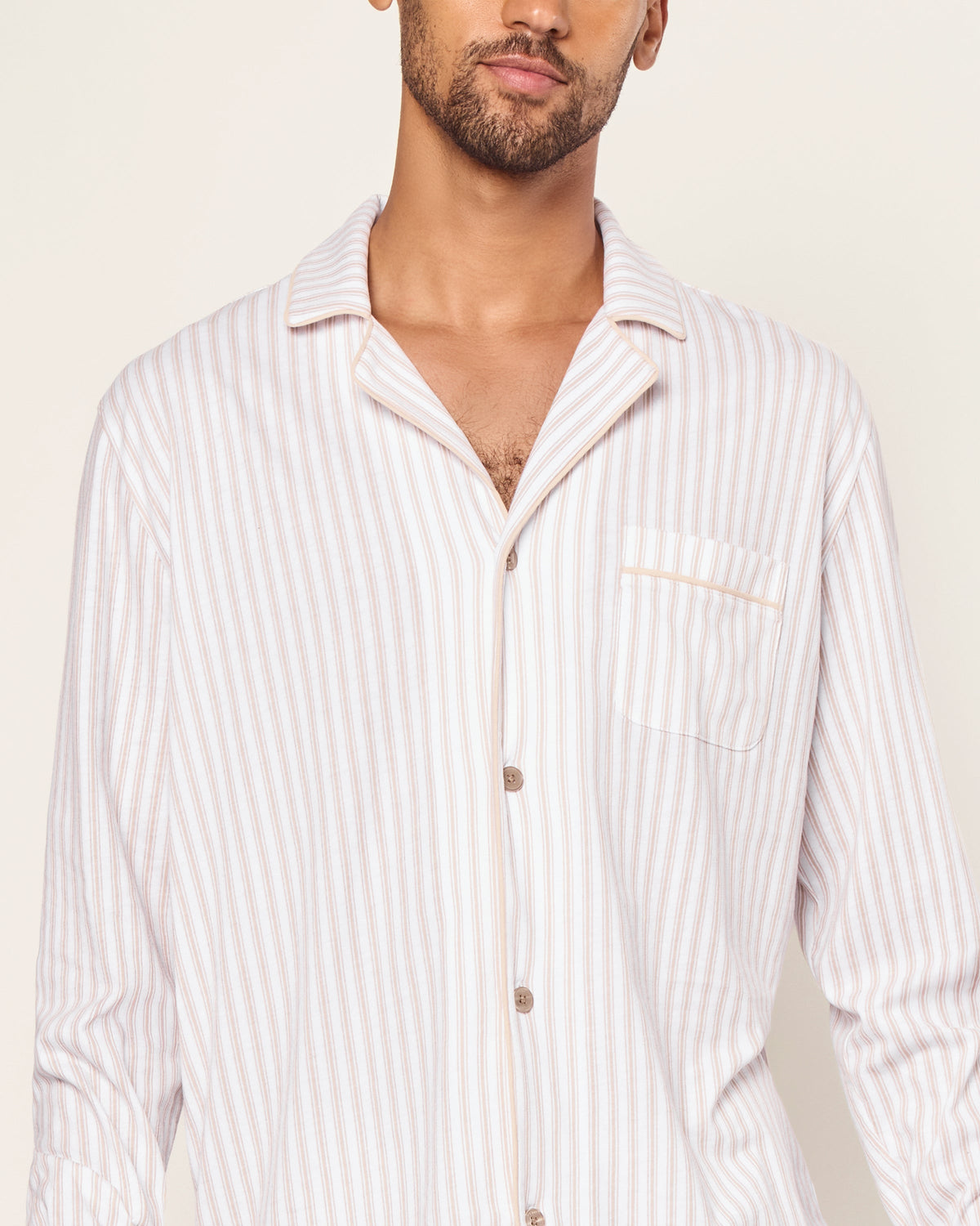 Men’s Pima Pajama Set in Camel Ticking
