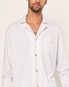 Men’s Pima Pajama Set in Camel Ticking