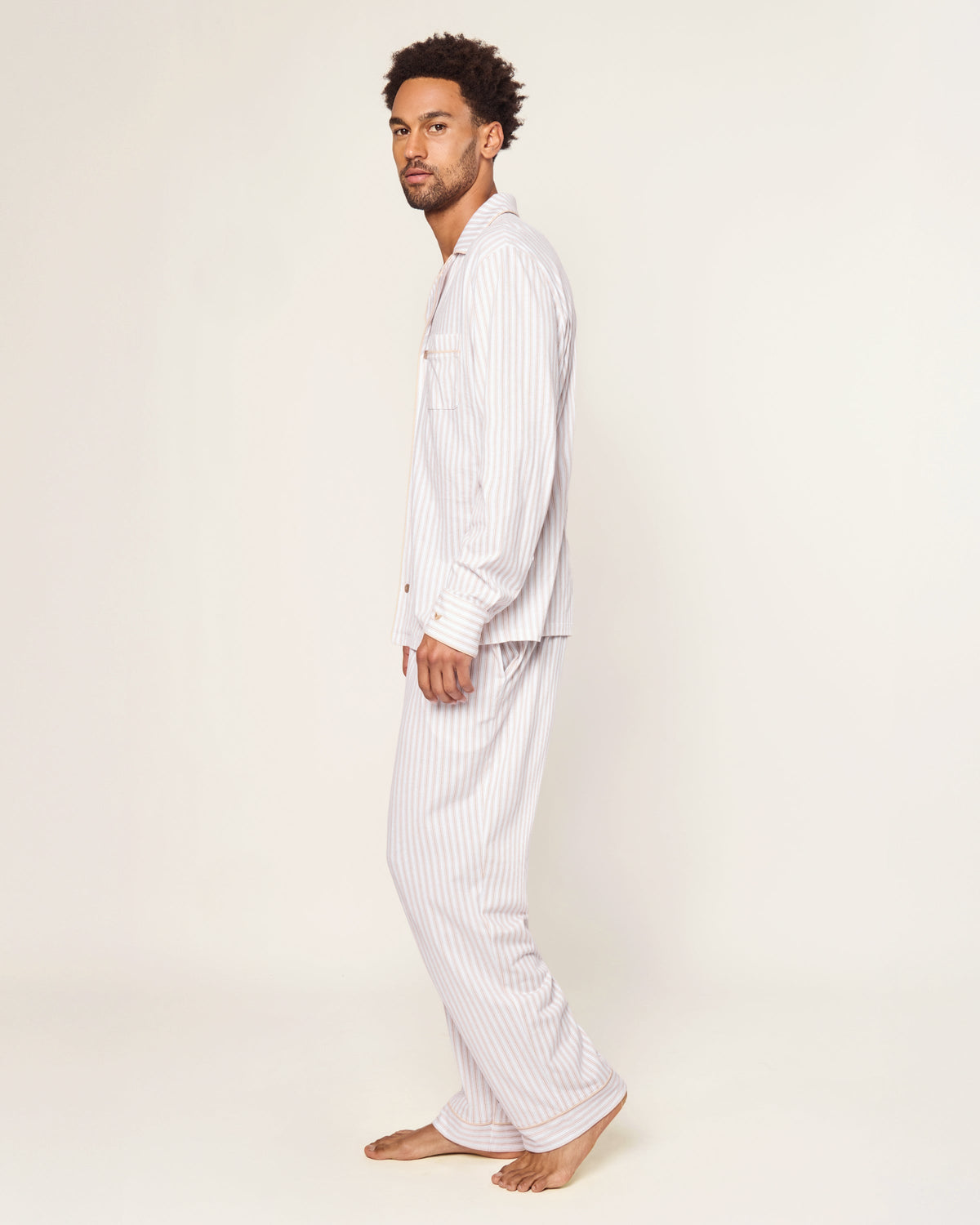 Men’s Pima Pajama Set in Camel Ticking