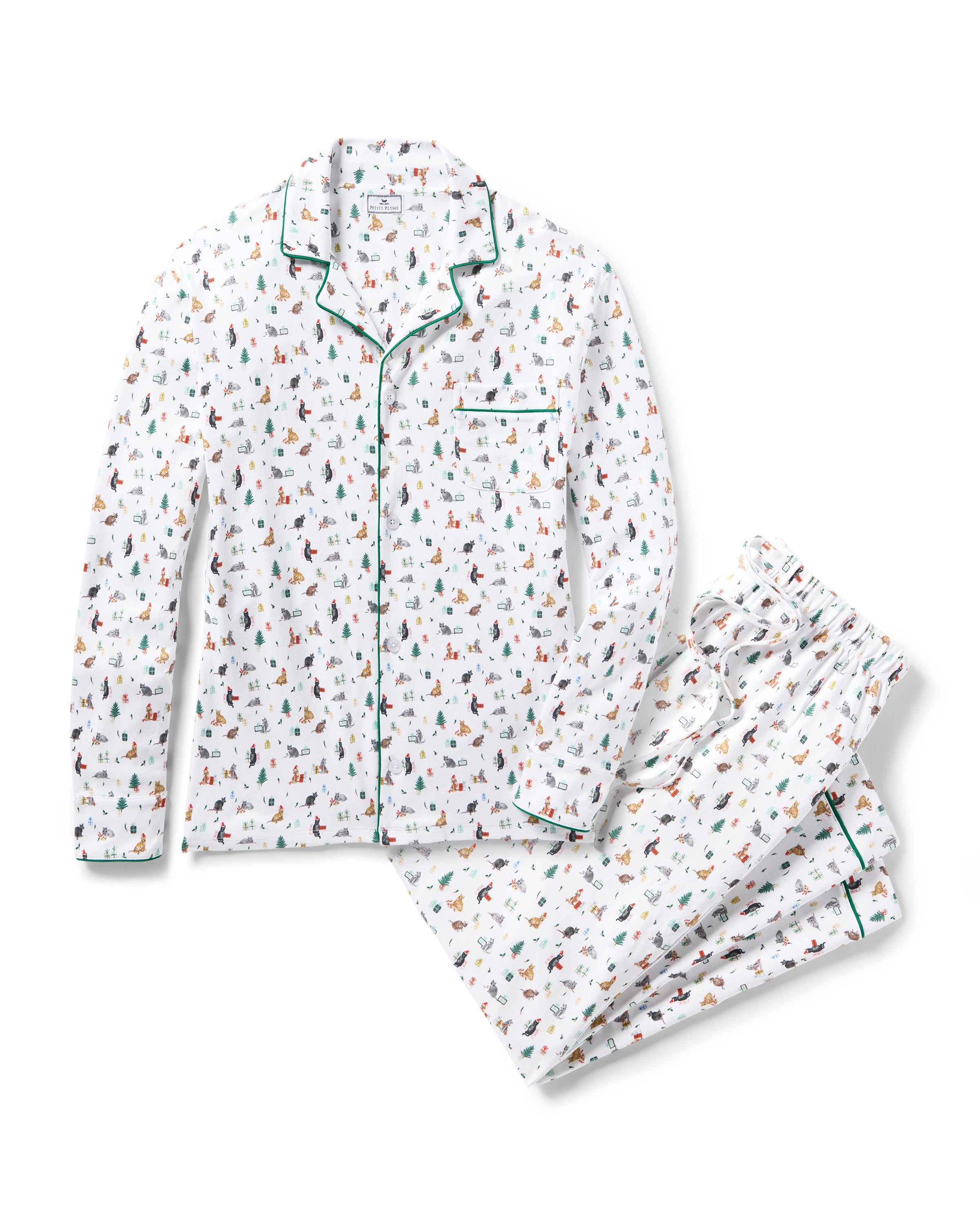 Men’s Pima Pajama Set in Merry Meow
