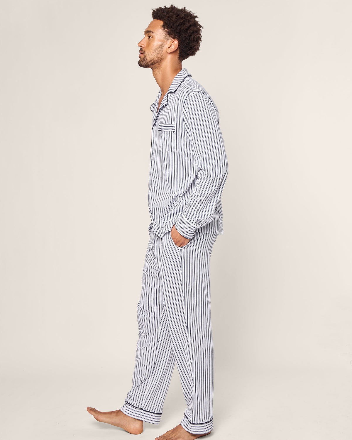 Men’s Pima Pajama Set in Navy French Ticking