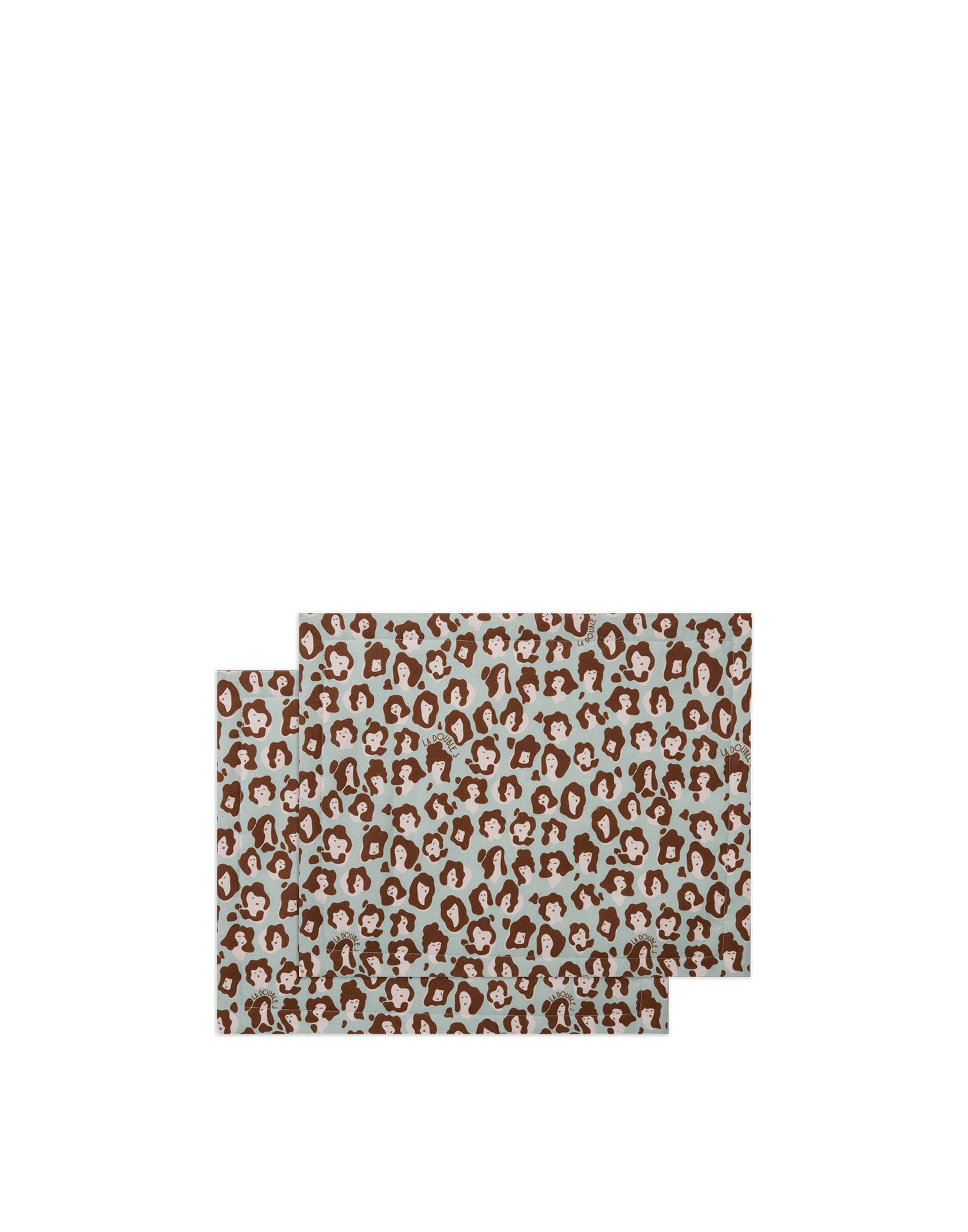 Placemats in Lady Leopard Acquamarina, Set of 2