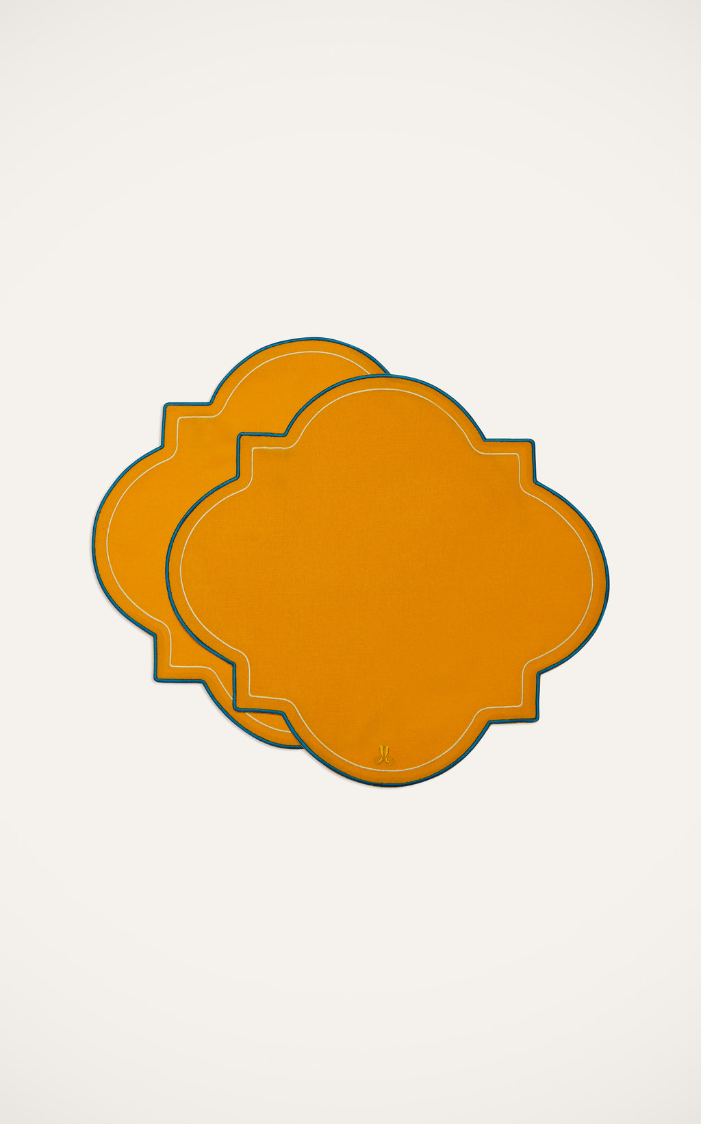 Medallion Placemats in Solid Yellow, Set of 2