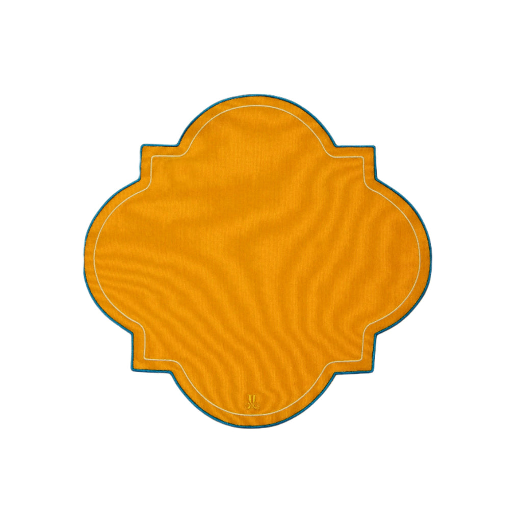 Medallion Placemats in Solid Yellow, Set of 2