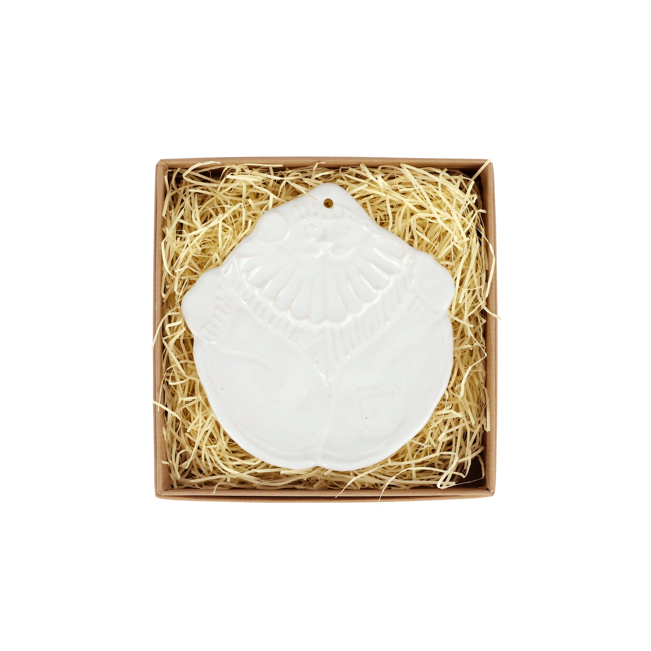 Pietra Natale Figural Santa Ornament in White