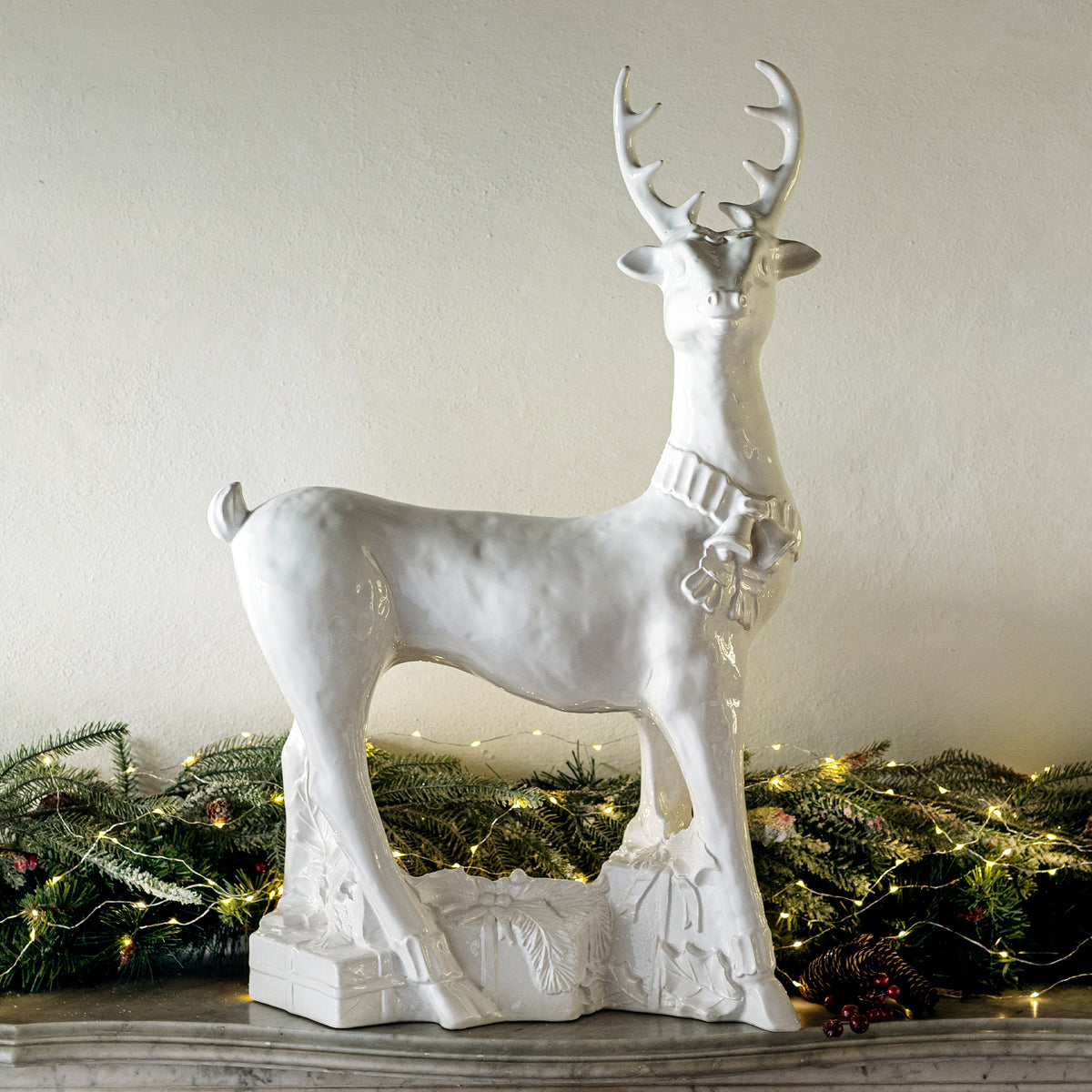 Pietra Natale Figural Deer Sculpture in White