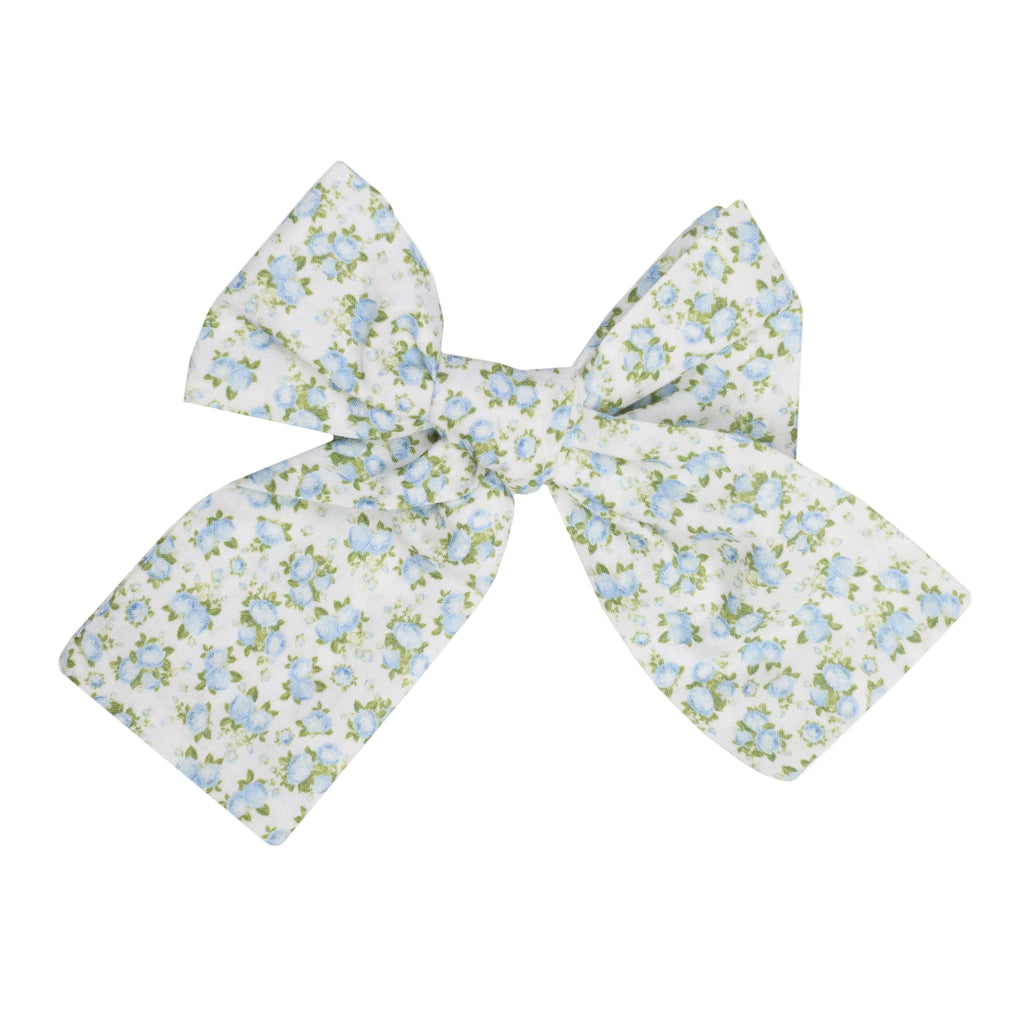 Flower Blue Bow Clip