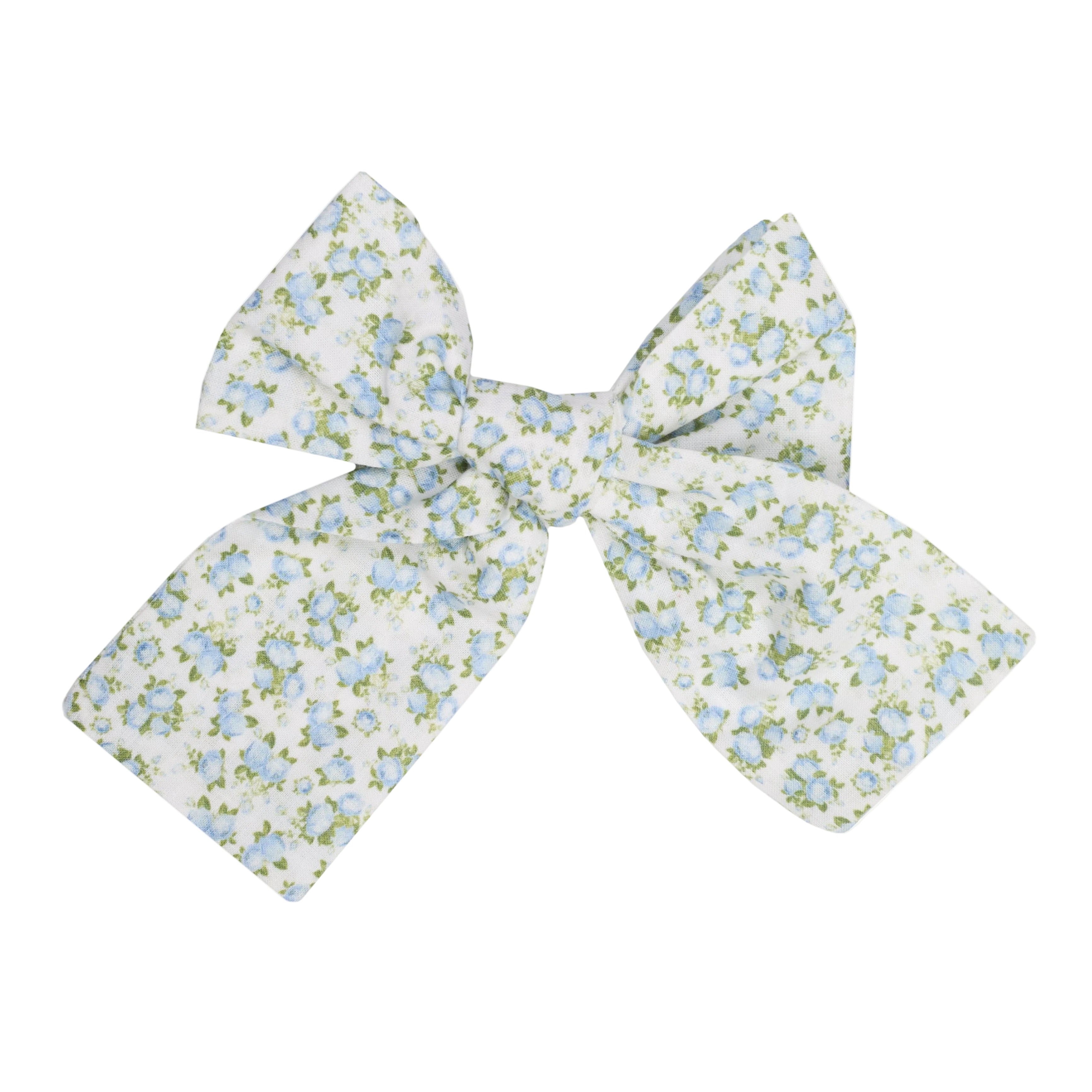 Flower Blue Bow Clip