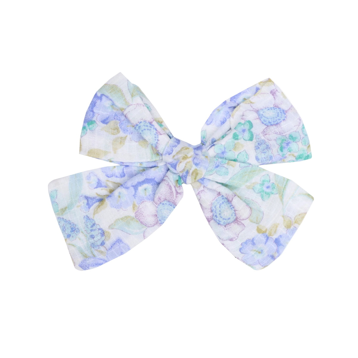 Cotton Flower Blue Bow Clip