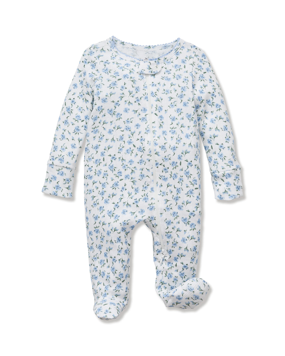 Baby's Pointelle Footie Romper in Blue Floral