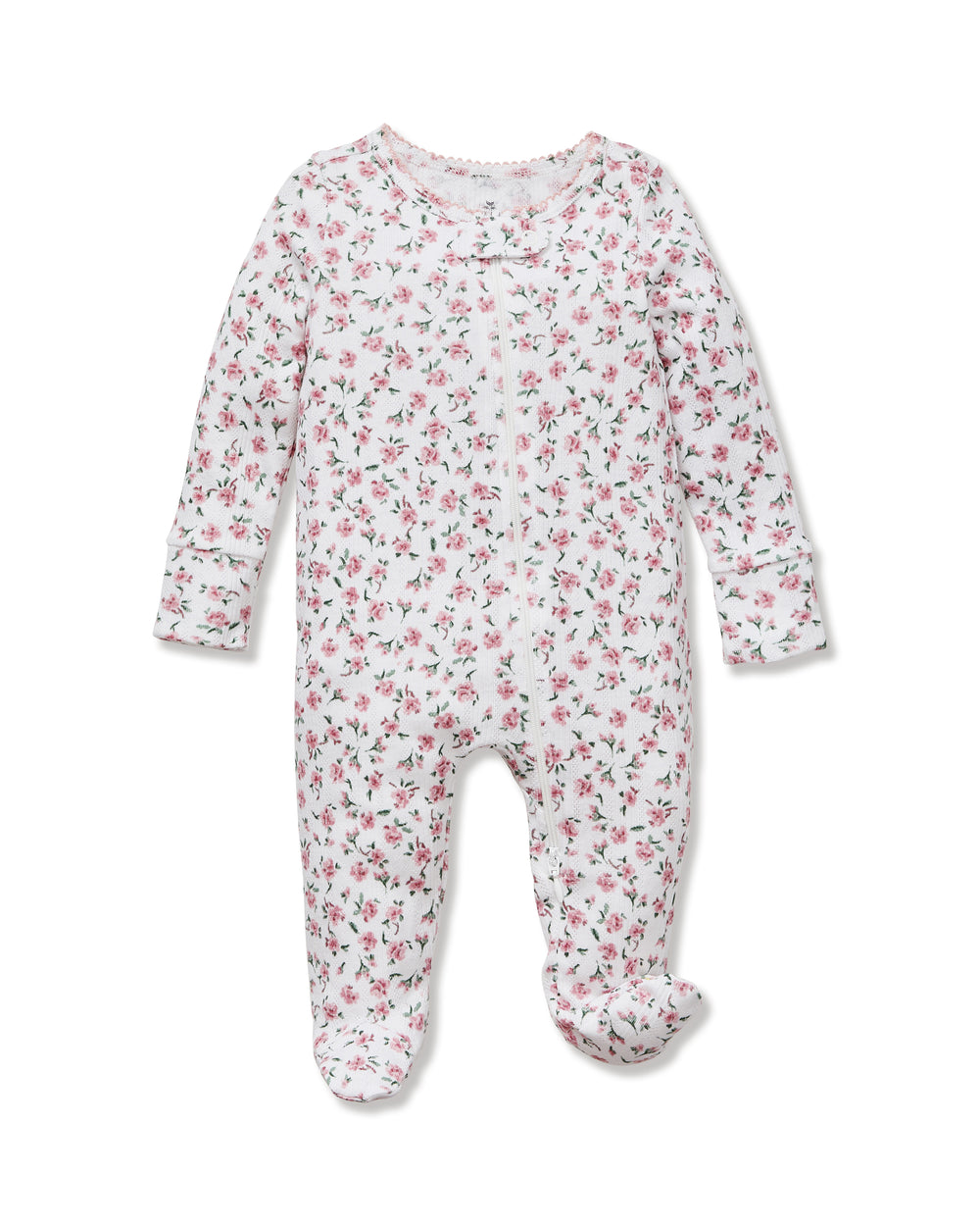 Baby's Pointelle Footie Romper in Pink Floral