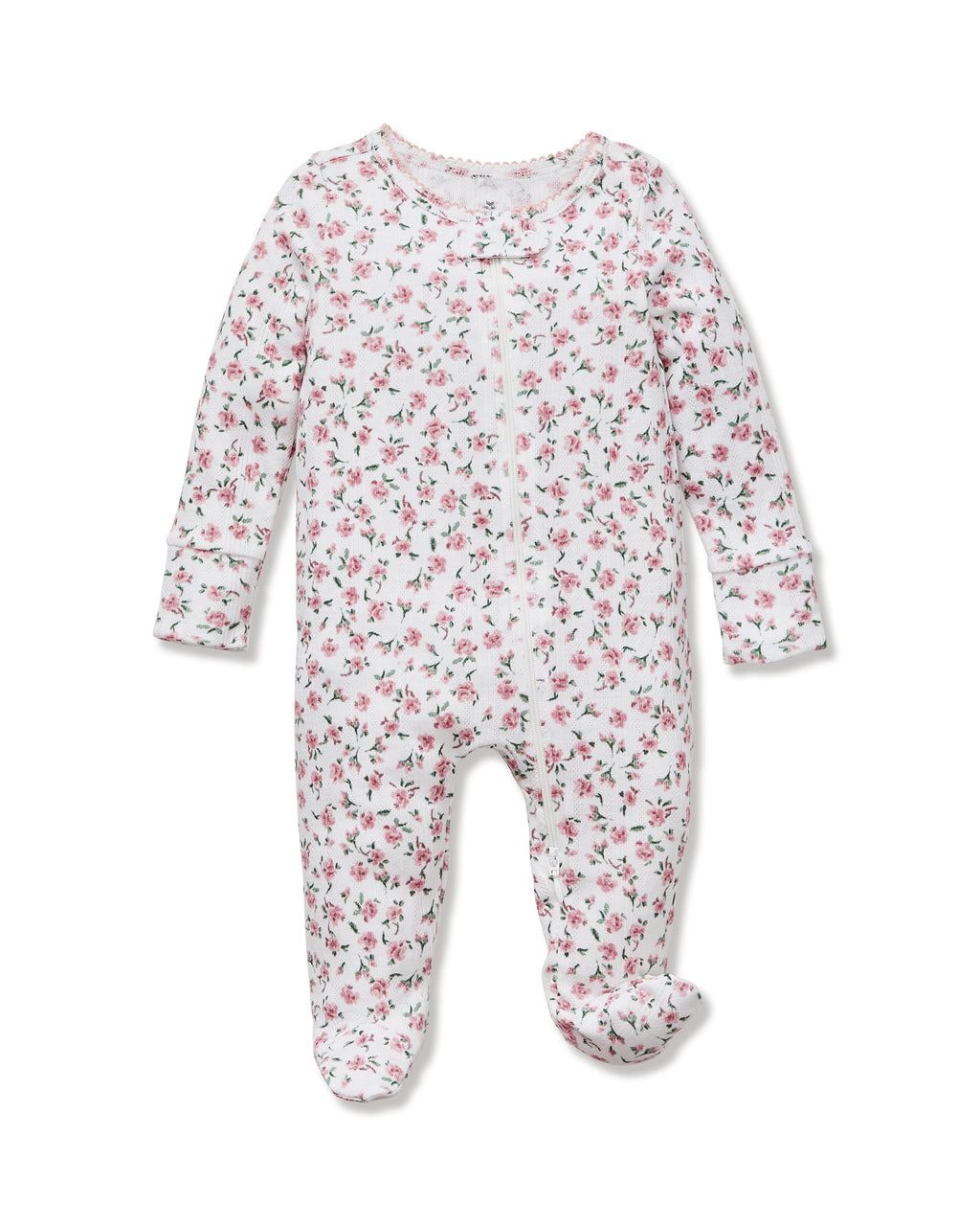 Baby's Pointelle Footie Romper in Pink Floral