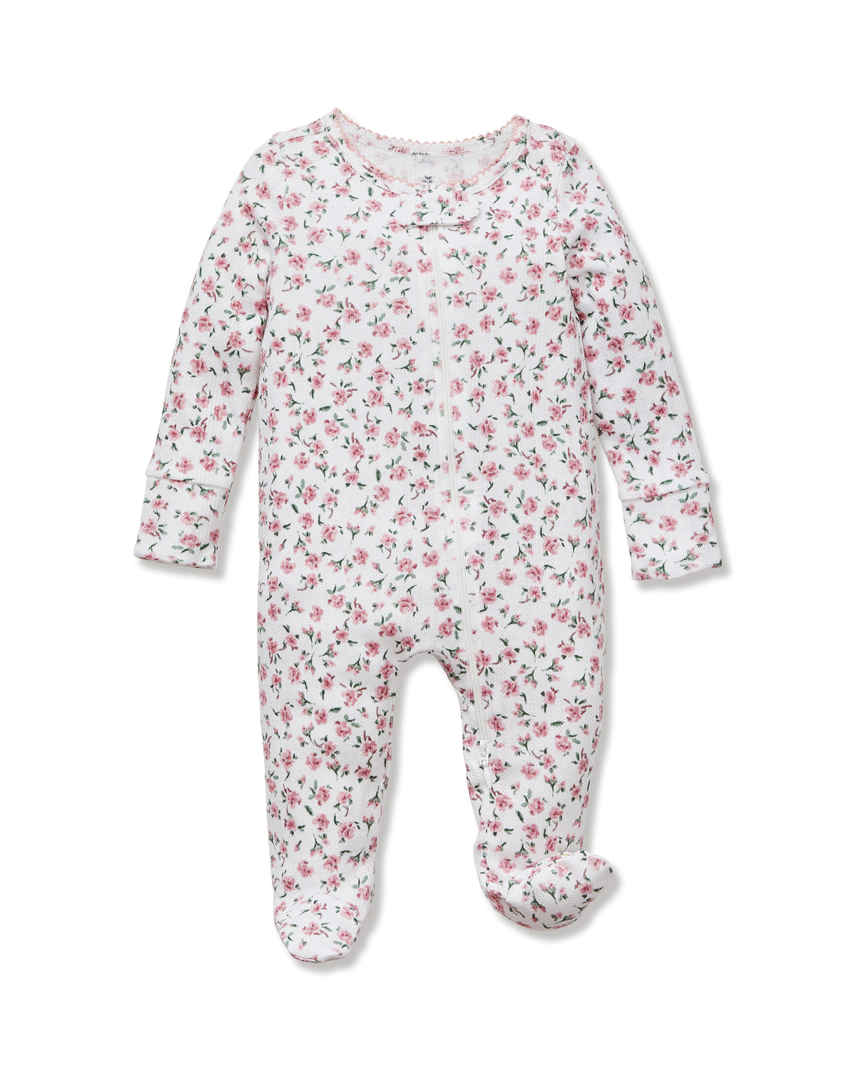 Baby's Pointelle Footie Romper in Pink Floral