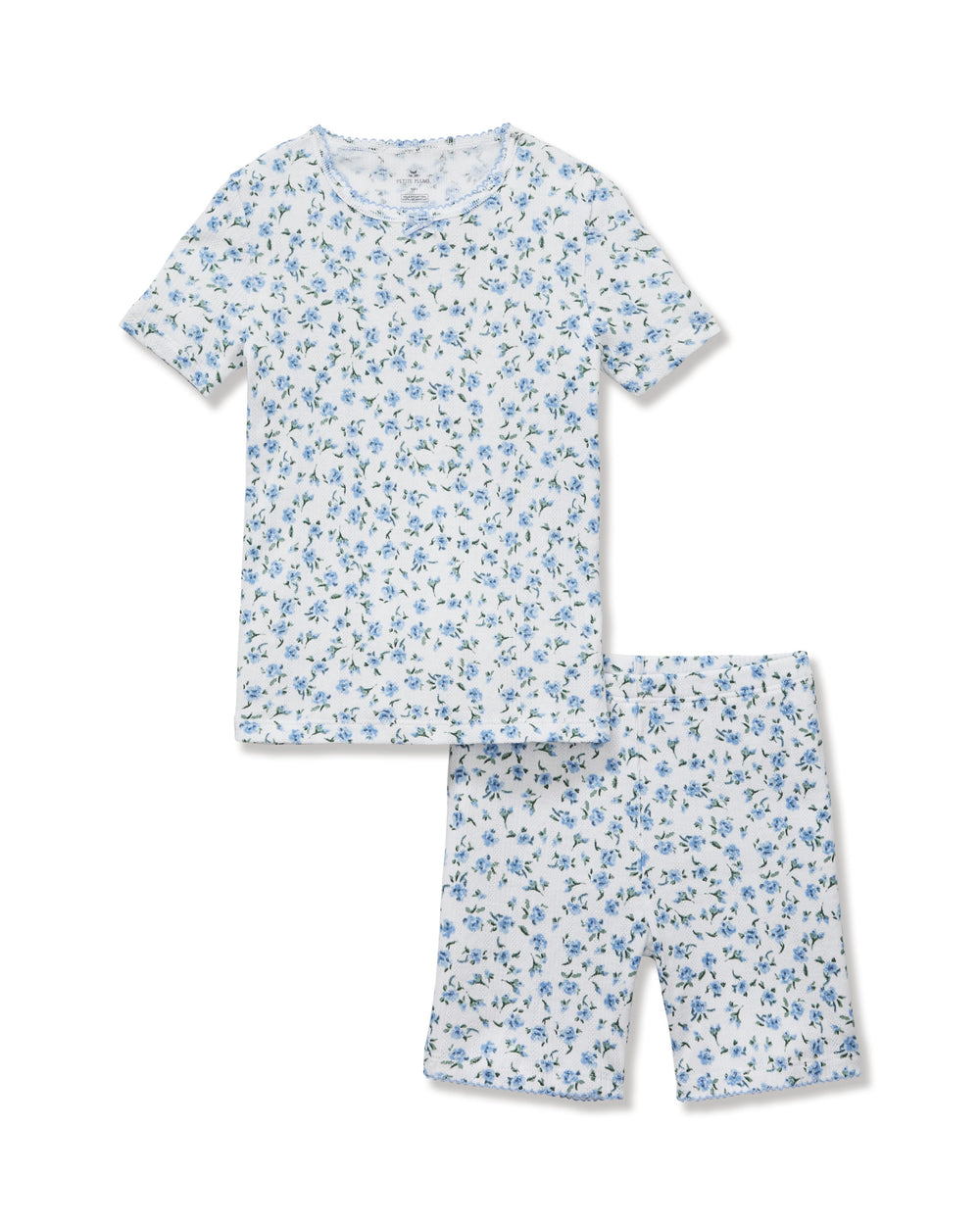 Kid's Pointelle Pajama Short Set in Blue Floral