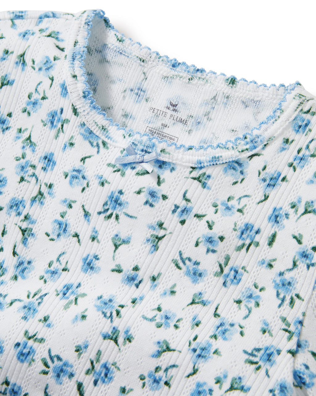 Kid's Pointelle Pajama Short Set in Blue Floral