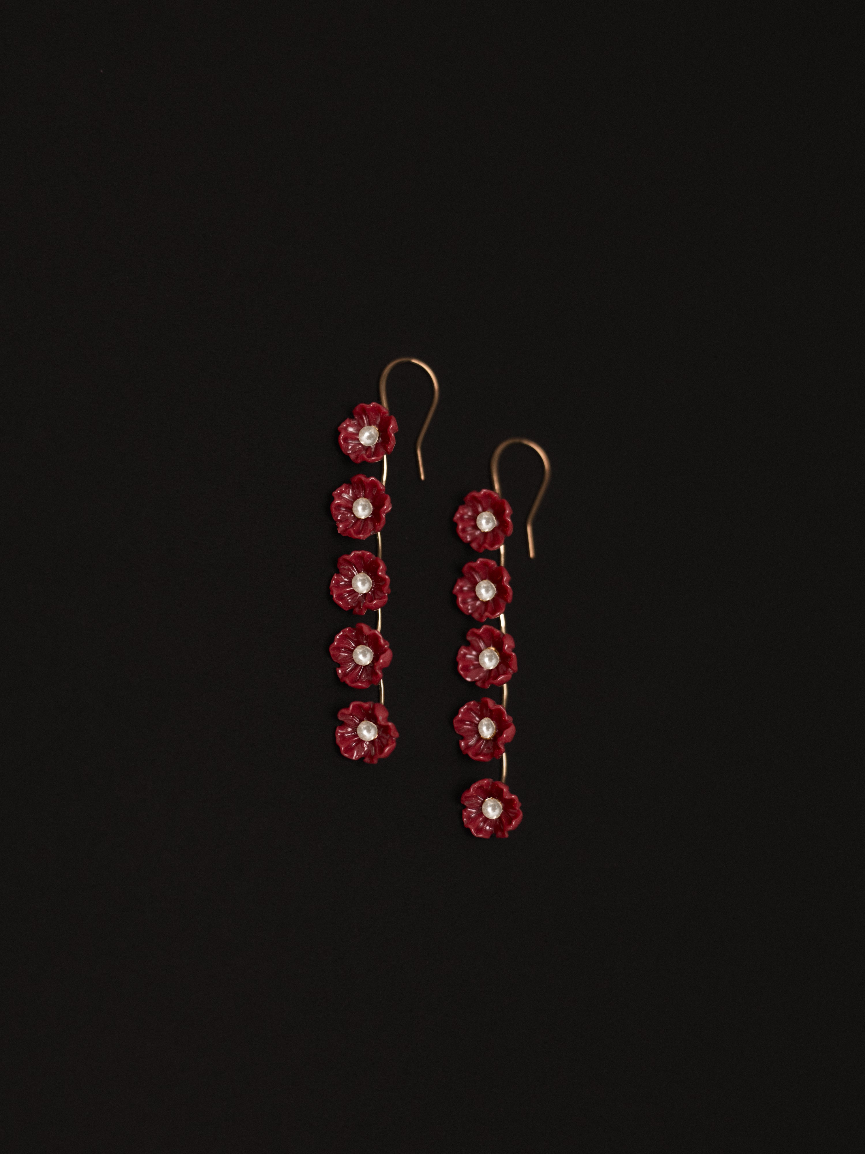 V. Chapman x Kristopher Brock Poppy Dangle Earring in Dark Red