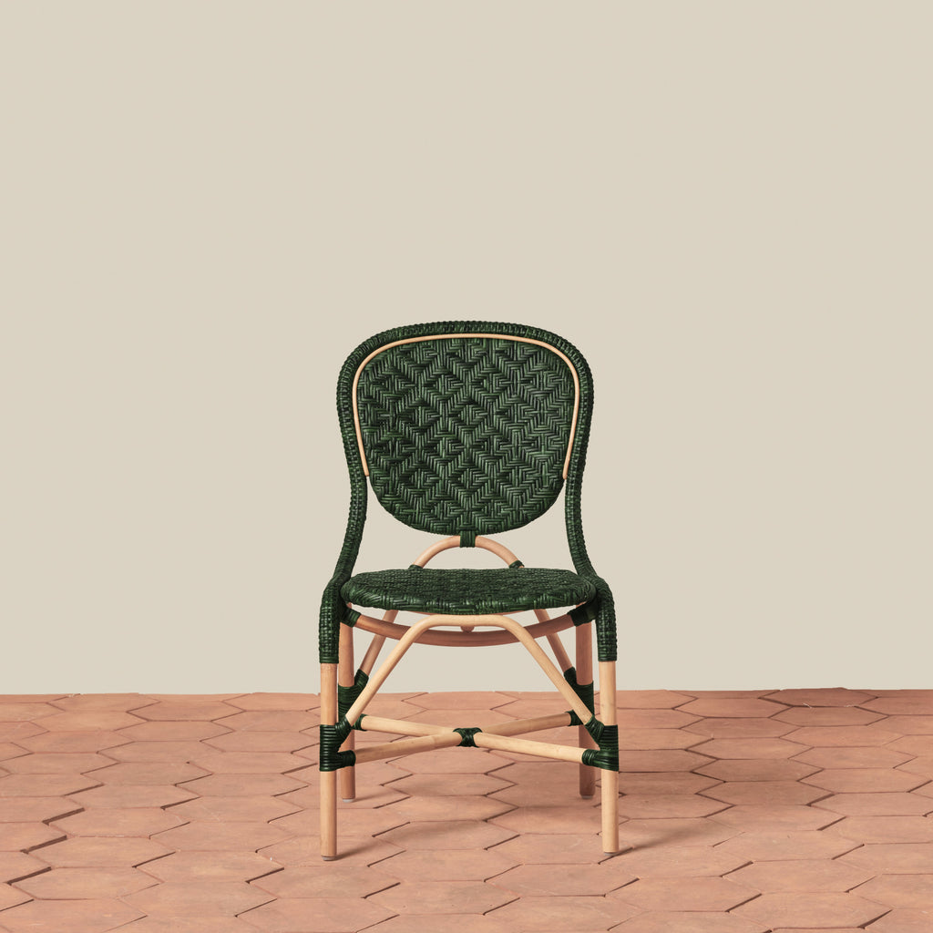 front angle of side chair in green