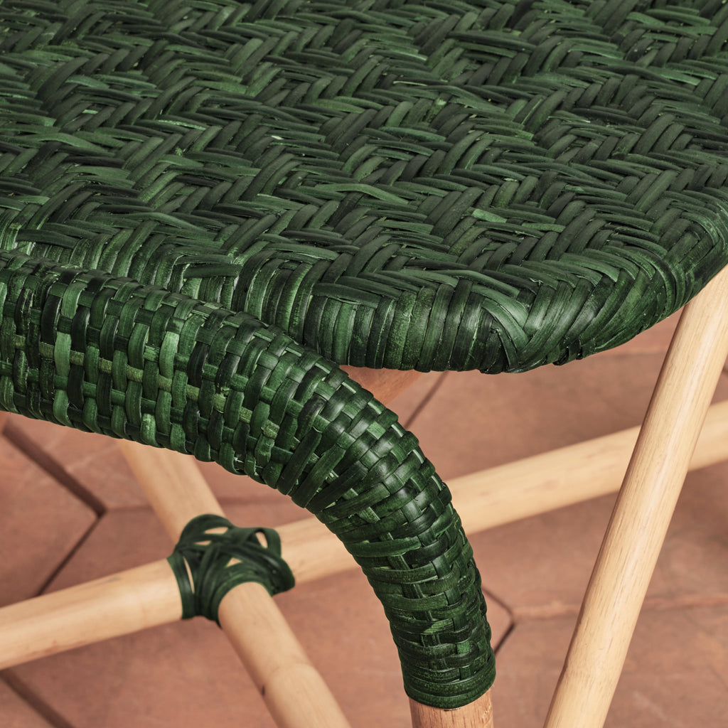 corner detail of green side chair