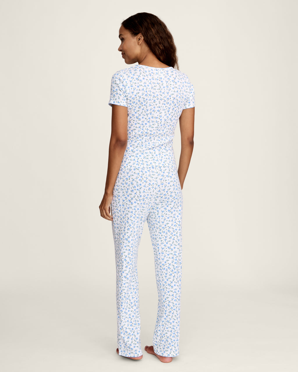Pointelle Pant in Blue Floral