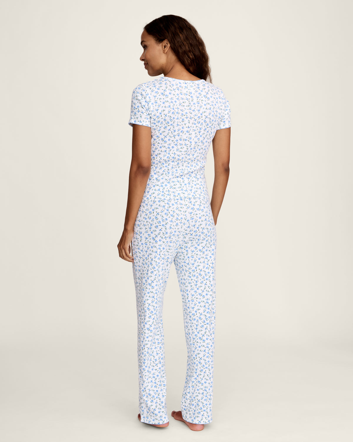 Pointelle Pant in Blue Floral