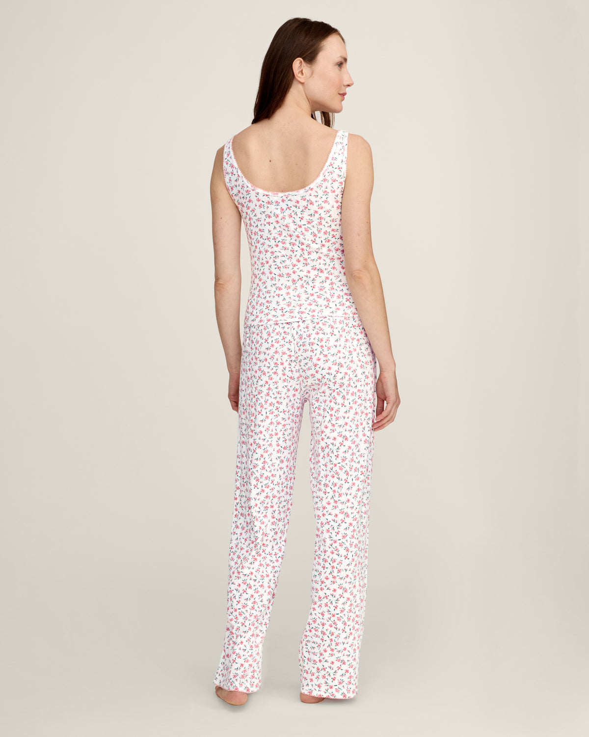 Pointelle Pant in Pink Floral