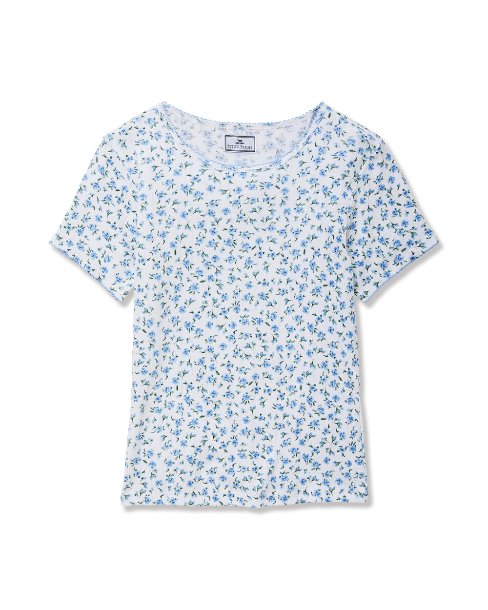 Pointelle T-Shirt in Blue Floral