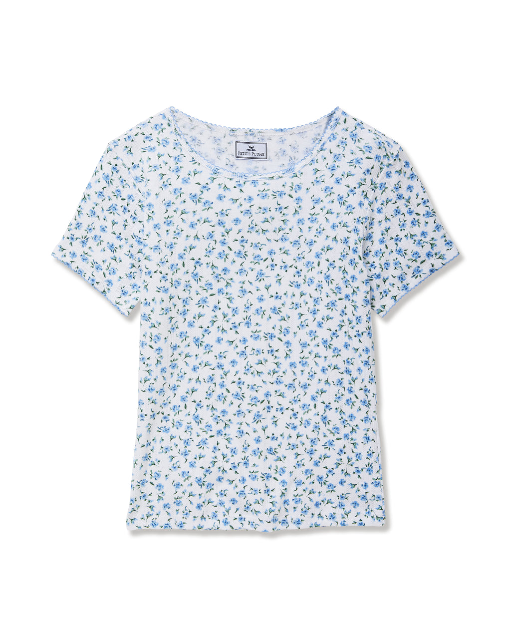 Pointelle T-Shirt in Blue Floral