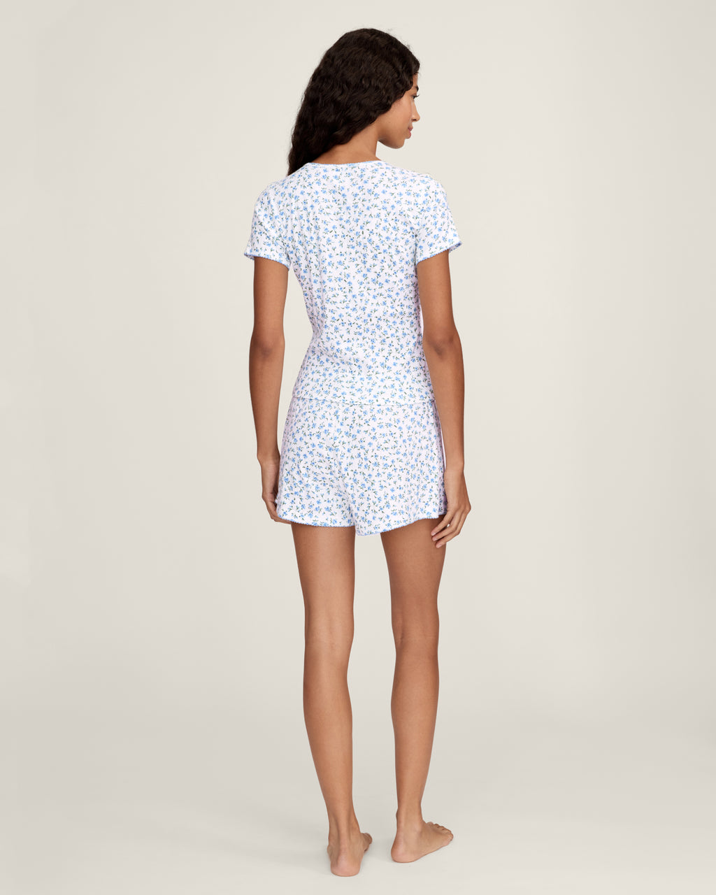 Pointelle T-Shirt in Blue Floral