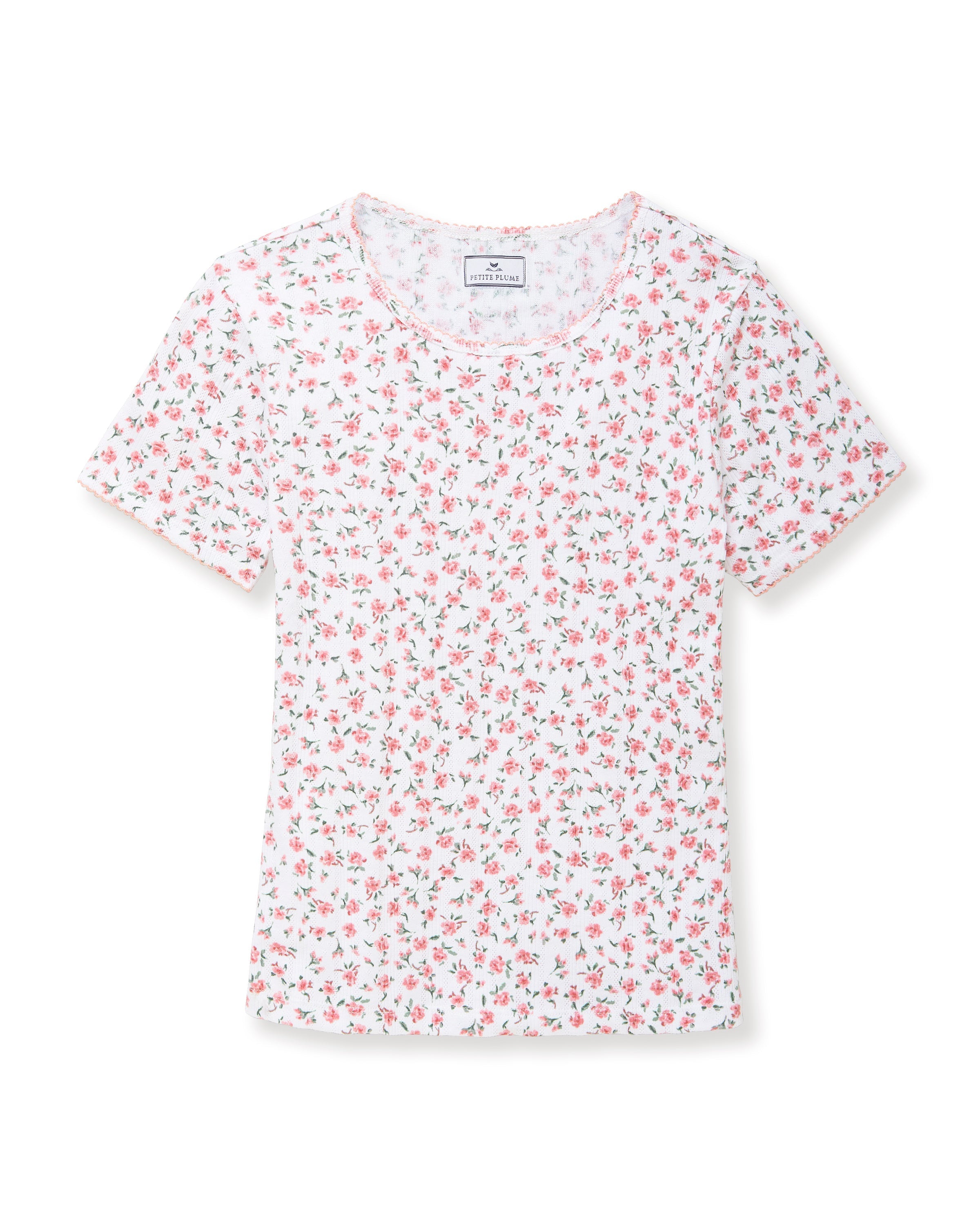 Pointelle T-Shirt in Pink Floral