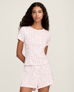 Pointelle T-Shirt in Pink Floral