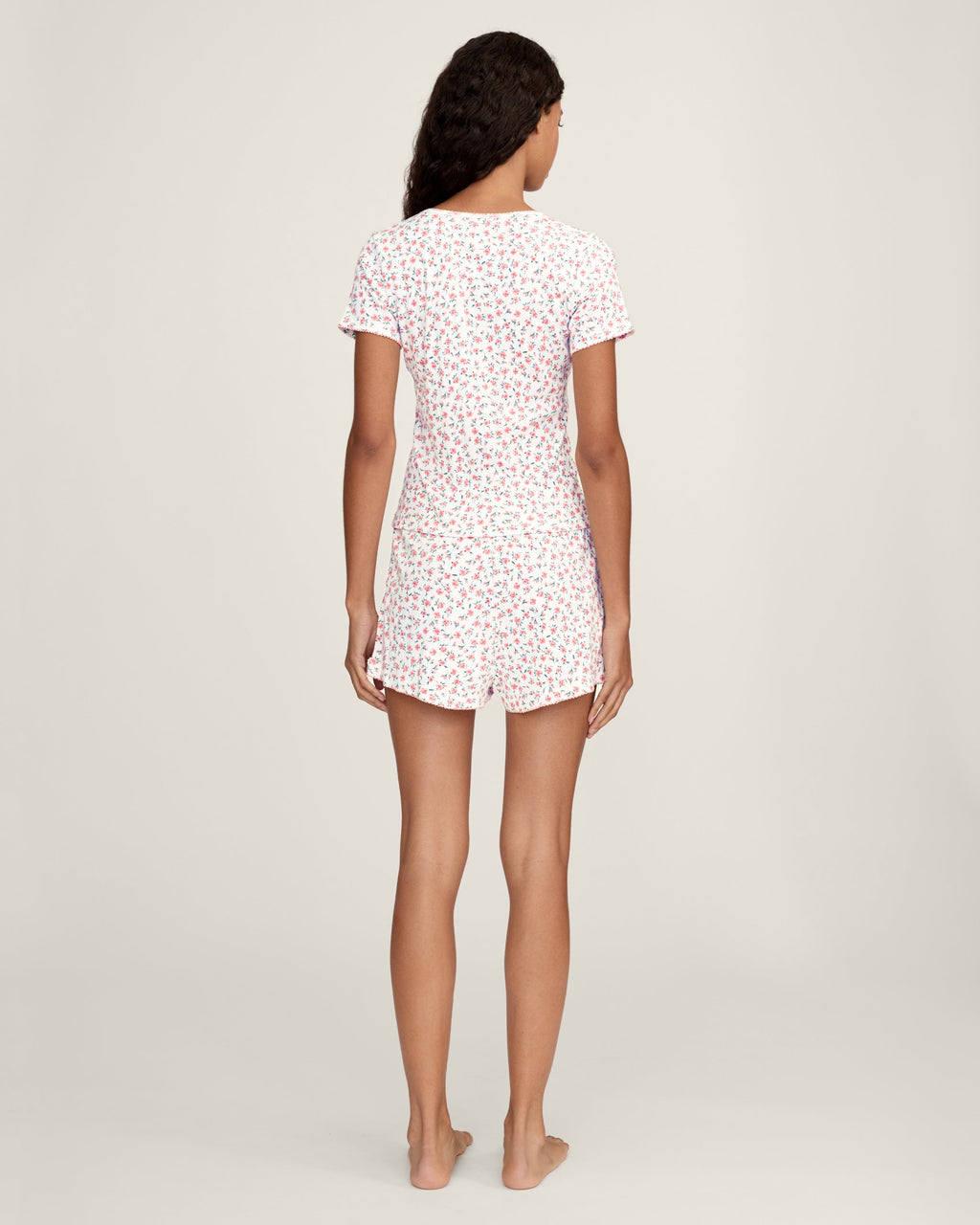 Pointelle T-Shirt in Pink Floral