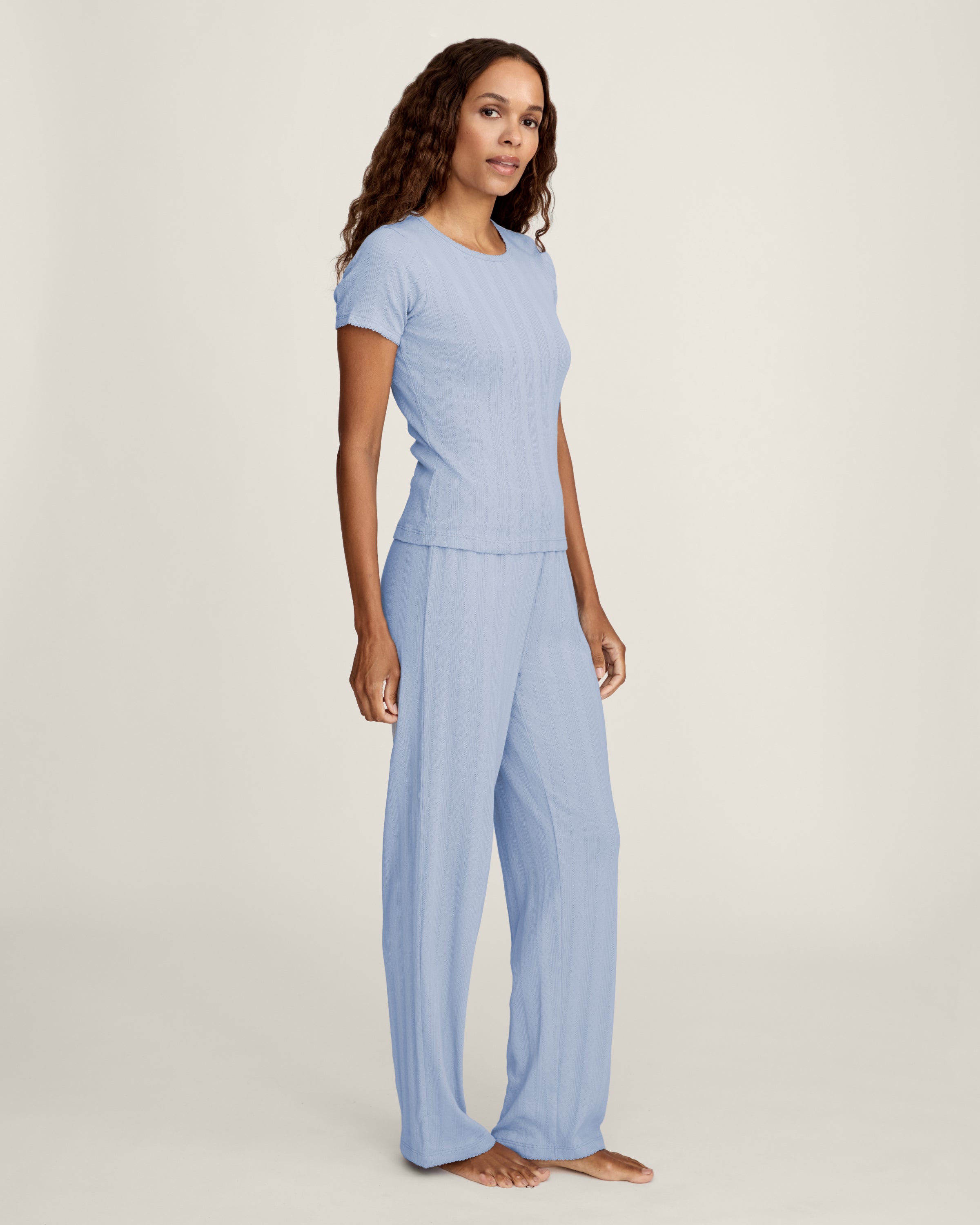 Pointelle T-Shirt in Periwinkle