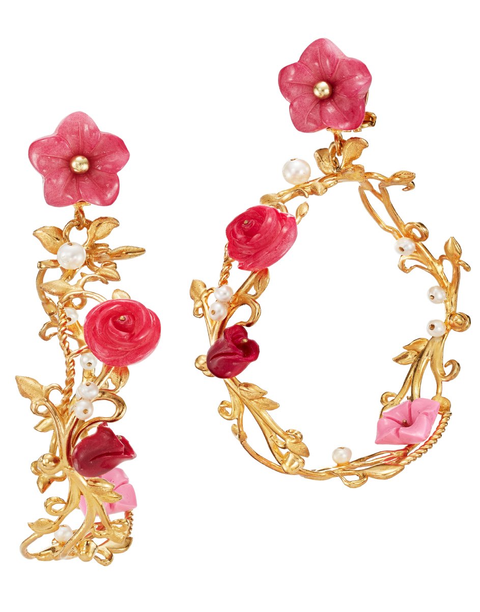Flower Whirl Earrings in Rose