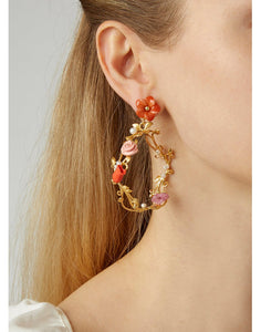 Flower Whirl Earrings in Coral