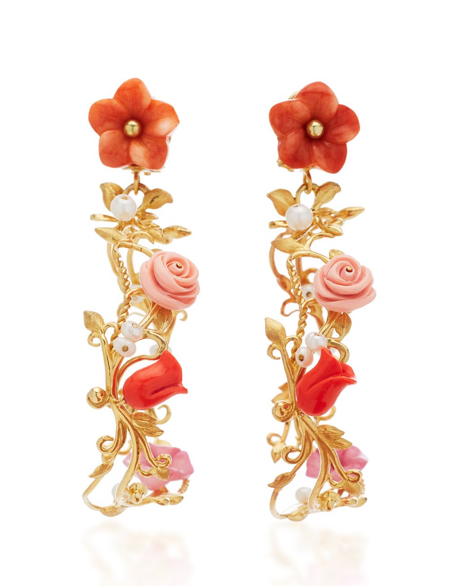 Flower Whirl Earrings in Coral