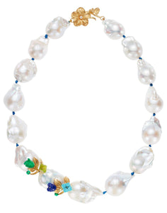Power Pearl Necklace in Mint & Lapis